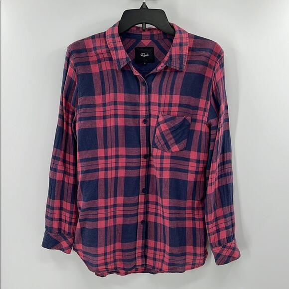 Rails Charli Women's Long Sleeve - Maroon Navy Plaid - Small - Picture 1 of 5
